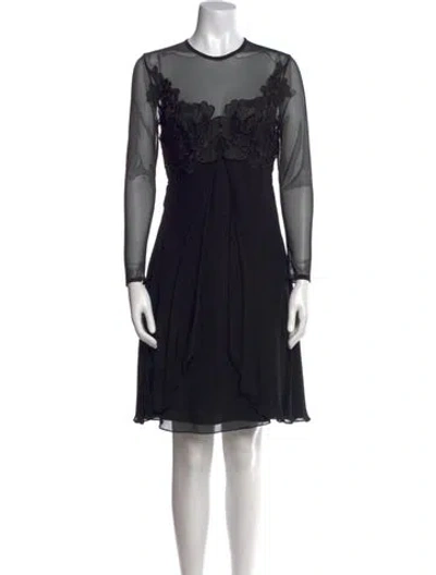 Pre-owned Nicole Bakti Crew Neck Knee-length Dress In Black
