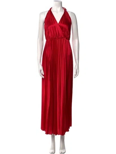 Pre-owned Nicole Bakti Halterneck Long Dress In Red
