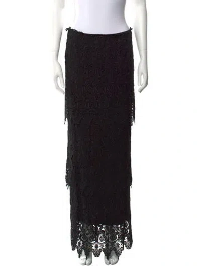 Pre-owned Nicole Bakti Lace Pattern Long Skirt In Black
