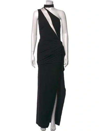 Pre-owned Nicole Bakti One-shoulder Long Dress In Black