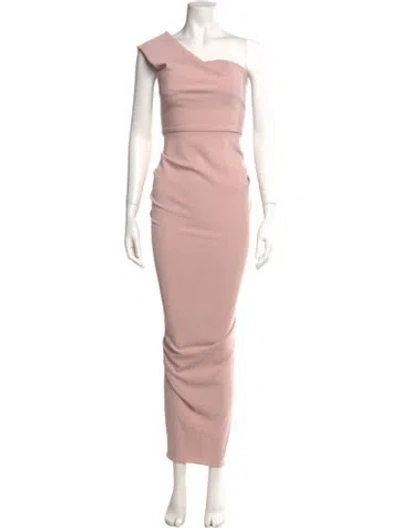 Pre-owned Nicole Bakti One-shoulder Long Dress In Pink