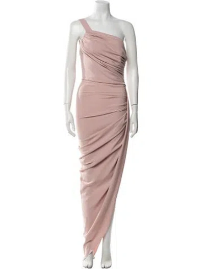 Pre-owned Nicole Bakti One-shoulder Long Dress In Pink