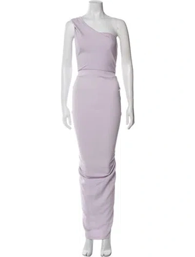Pre-owned Nicole Bakti One-shoulder Long Dress In Purple