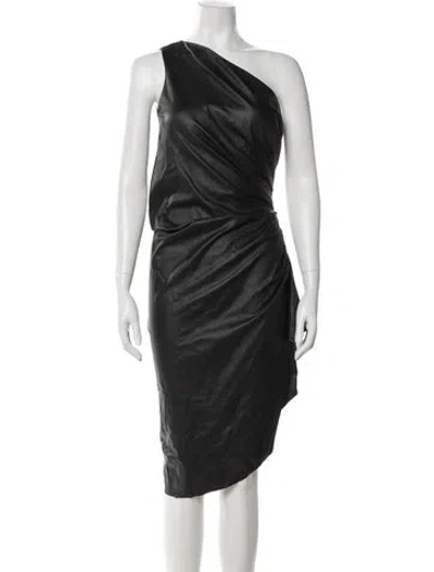 Pre-owned Nicole Bakti One-shoulder Midi Length Dress In Gray