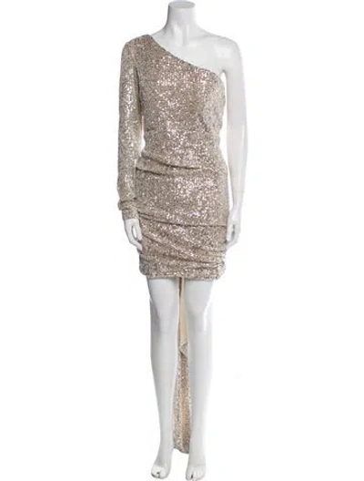Pre-owned Nicole Bakti One-shoulder Mini Dress In Silver