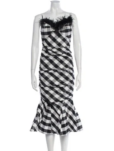 Pre-owned Nicole Bakti Plaid Print Midi Length Dress In Multicolor