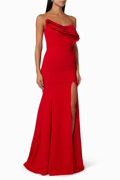 Nicole Bakti Strapless Elegant Evening Dress In Red