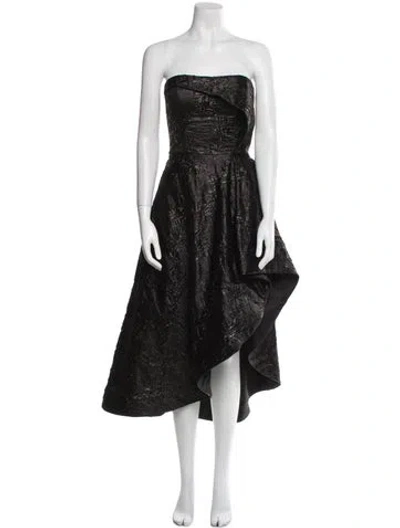 Pre-owned Nicole Bakti Strapless Knee-length Dress In Black