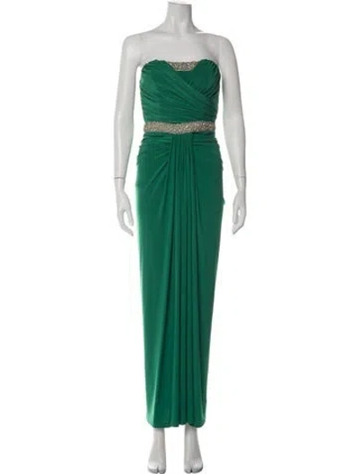 Pre-owned Nicole Bakti Strapless Long Dress In Green