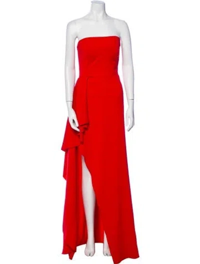 Pre-owned Nicole Bakti Strapless Long Dress In Red