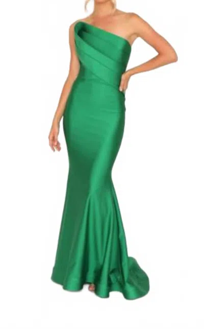 Nicole Bakti Strapless Mermaid Dress In Hunter In Green