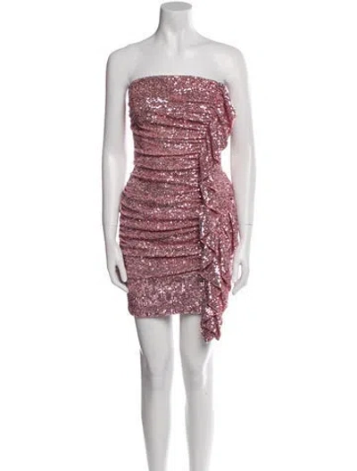 Pre-owned Nicole Bakti Strapless Mini Dress In Pink