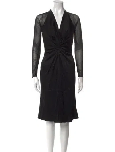 Pre-owned Nicole Bakti V-neck Knee-length Dress In Black