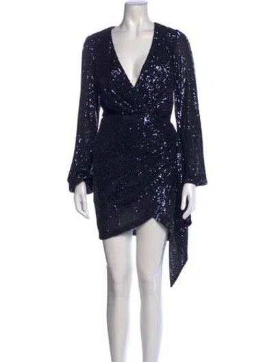 Pre-owned Nicole Bakti V-neck Mini Dress In Blue