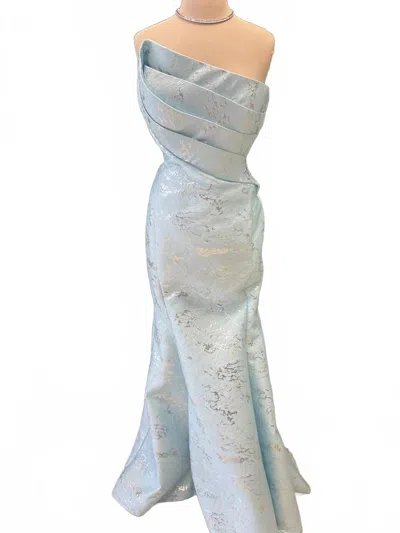 Nicole Bakti Women's Strapless Formal Evening Dress In Light Blue