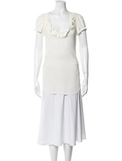 Pre-owned Nicole Benisti Crew Neck Short Sleeve Top In White