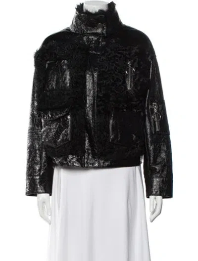 Pre-owned Nicole Benisti Patterned Bomber Jacket In Black