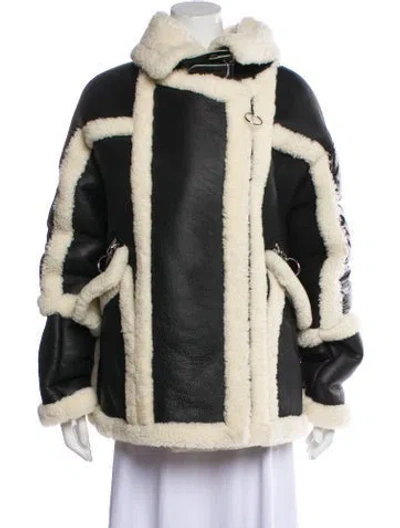 Pre-owned Nicole Benisti Shearling Colorblock Pattern Fur Jacket In Black