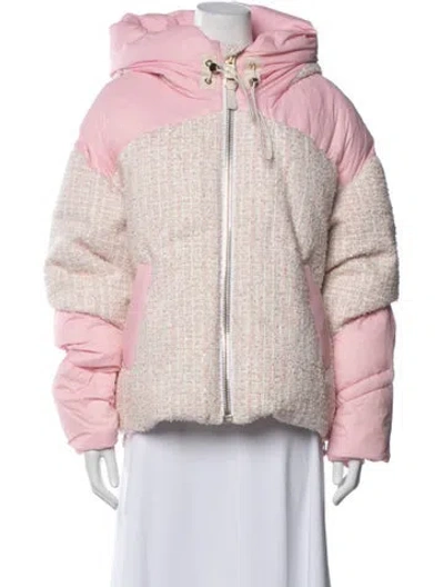 Pre-owned Nicole Benisti Tweed Pattern Down Jacket In Pink