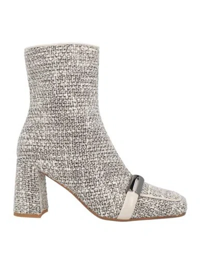 Nicole Bonnet Paris Woman Ankle Boots Grey Size 7 Textile Fibers In Gray