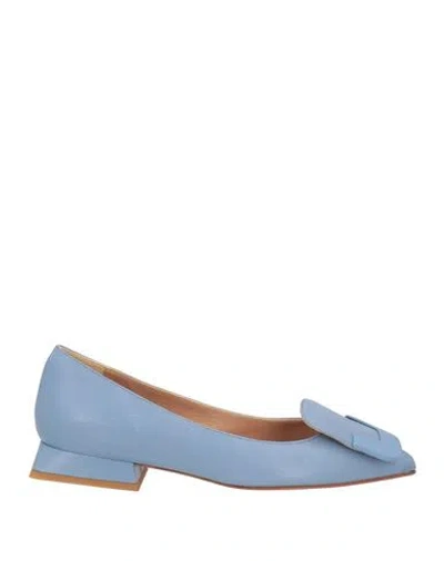 Nicole Bonnet Paris Woman Ballet Flats Light Blue Size 5 Leather
