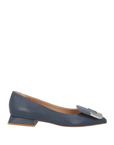 Nicole Bonnet Paris Woman Ballet Flats Navy Blue Size 5.5 Leather