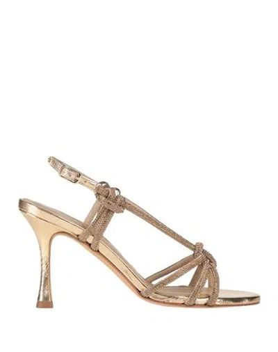 Nicole Bonnet Paris Woman Sandals Gold Size 6 Leather