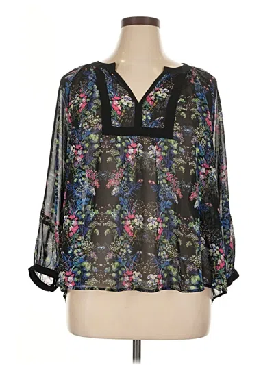 Pre-owned Nicole By Nicole Miller 3/4 Sleeve Blouse In Black