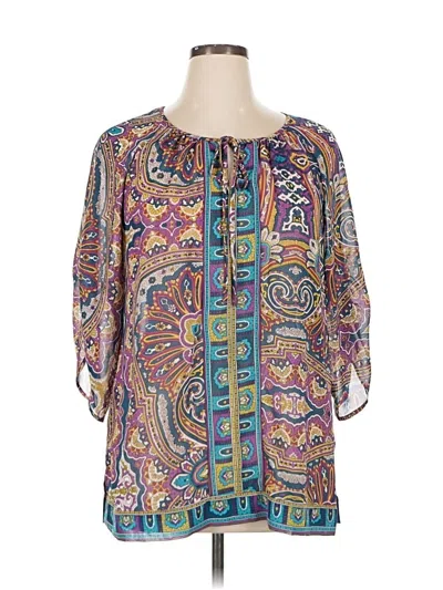 Pre-owned Nicole By Nicole Miller 3/4 Sleeve Blouse In Blue