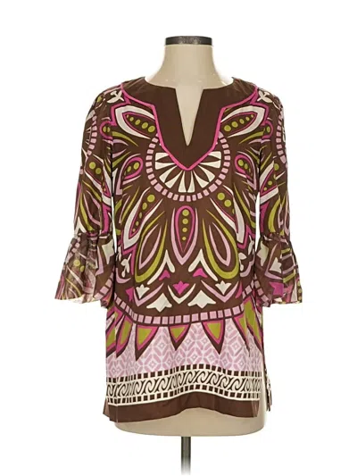 Pre-owned Nicole By Nicole Miller 3/4 Sleeve Blouse In Brown