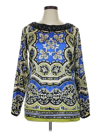 Pre-owned Nicole By Nicole Miller Long Sleeve Blouse In Blue