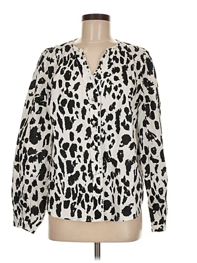 Pre-owned Nicole By Nicole Miller Long Sleeve Blouse In Ivory