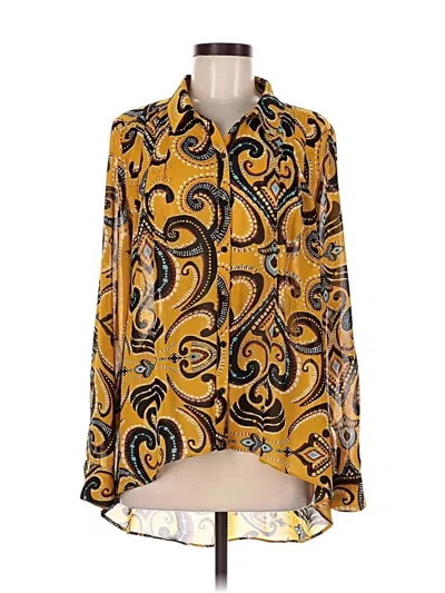 Pre-owned Nicole By Nicole Miller Long Sleeve Blouse In Yellow