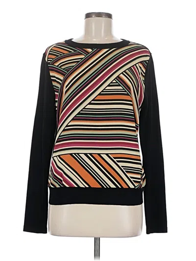 Pre-owned Nicole By Nicole Miller Long Sleeve Top Black Boatneck Tops