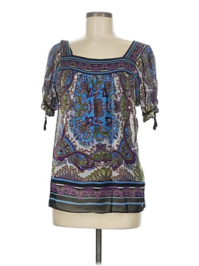 Pre-owned Nicole By Nicole Miller Short Sleeve Blouse In Blue