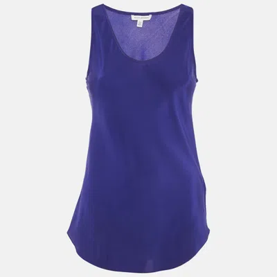 Pre-owned Nicole Farhi Nicolefarhi Blue Silk Sleeveless Top S