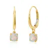 Nicole Miller 10k White Or Yellow Gold Cushion Cut 5mm Gemstone Dangle Lever Back Earrings With Push Backs In Multi