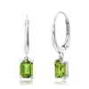 Nicole Miller 10k White Or Yellow Gold Emerald Cut 6x4mm Gemstone Dangle Lever Back Earrings With Push Backs In Multi