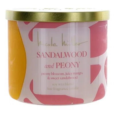 Nicole Miller 14.5oz Soy Wax Blend 3 Wick Candle - Sandalwood And Peony In Multi
