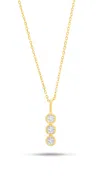 Nicole Miller 14k White Or Yellow Gold 3 Stone Pendant Necklace With Cubic Zirconia And 18 Inch Adjustable Chain In Yellow