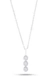 Nicole Miller 14k White Or Yellow Gold 3 Stone Pendant Necklace With Cubic Zirconia And 18 Inch Adjustable Chain In White