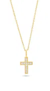 Nicole Miller 14k White Or Yellow Gold Cross Pendant Necklace With Cubic Zirconia And 18 Inch Adjustable Chain In White