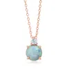 Nicole Miller 18k Rose Gold Overlay Over Sterling Silver Round Created Opal Pendant Necklace With Cz Accents On 18 In Multi