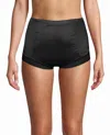 Nicole Miller 2-pack Shiny Micro High Waisted Shaping Briefs In Dune Dust And Black In Multi
