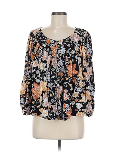 Pre-owned Nicole Miller 3/4 Sleeve Blouse In Black