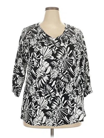 Pre-owned Nicole Miller 3/4 Sleeve Blouse In Black