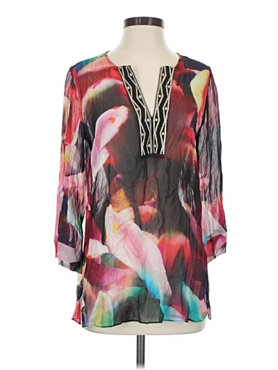 Pre-owned Nicole Miller 3/4 Sleeve Blouse In Black