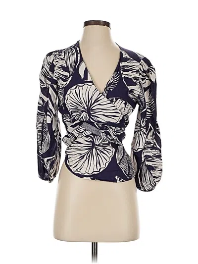 Pre-owned Nicole Miller 3/4 Sleeve Blouse In Blue