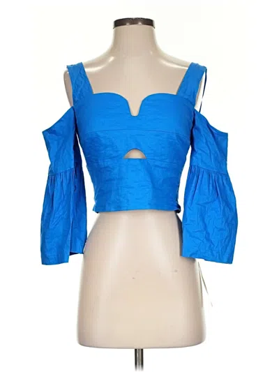 Pre-owned Nicole Miller 3/4 Sleeve Blouse In Blue