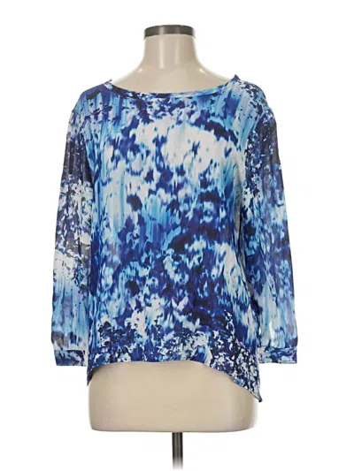 Pre-owned Nicole Miller 3/4 Sleeve Blouse In Blue